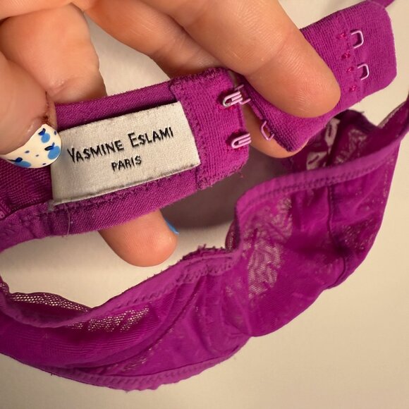 Yasmine Eslami Women's 34B Paris Purple Sheer Lace Unlined Demi Bra - Picture 3 of 3